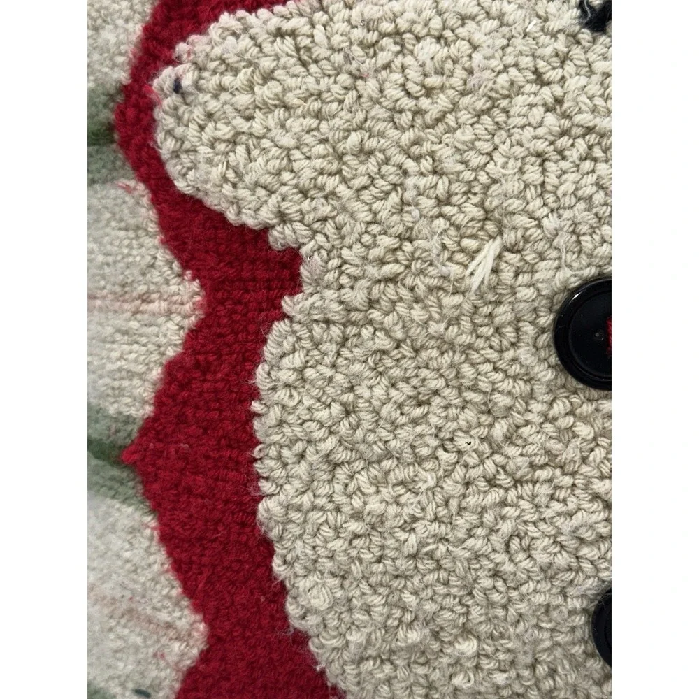 Vintage Snowman Hooked Pillow Christmas Decor Folk Art Velvet Back 12